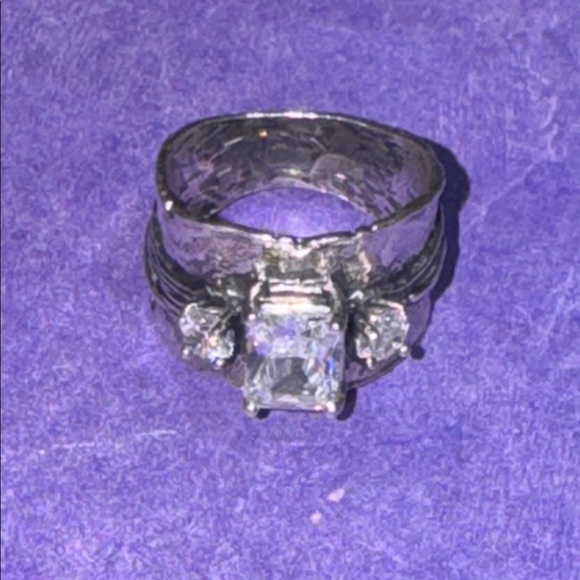 Silver Israel CZ Band Ring
